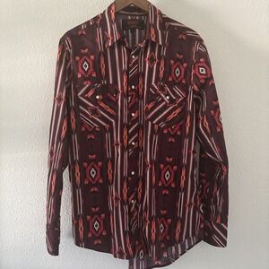Rock & Roll Denim Men's Aztec Print Pearl Snap Shirt Size Large Rodeo Cowboy